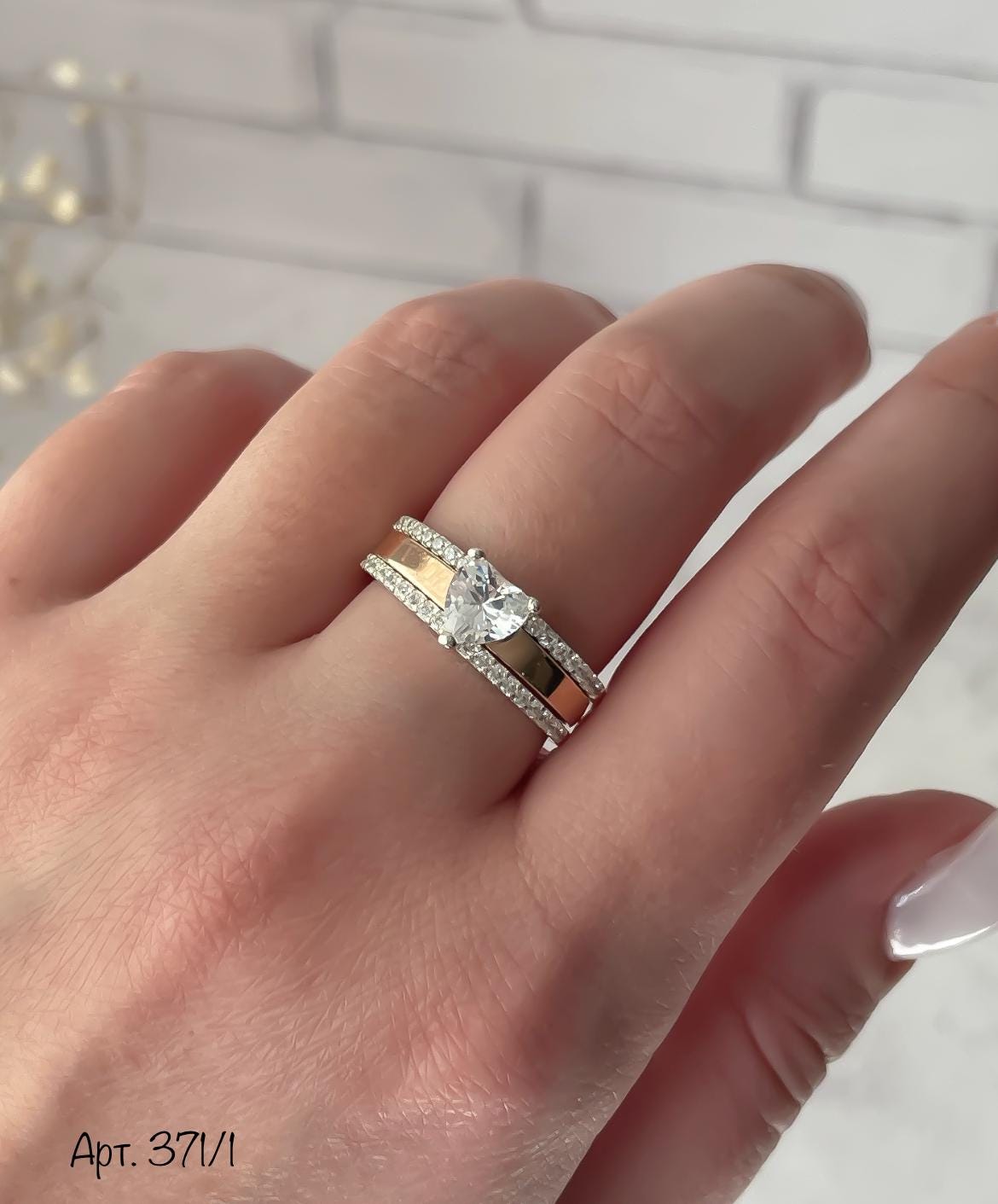 Heart Engagement Ring with Sparkling Crystals Anniversary Gift