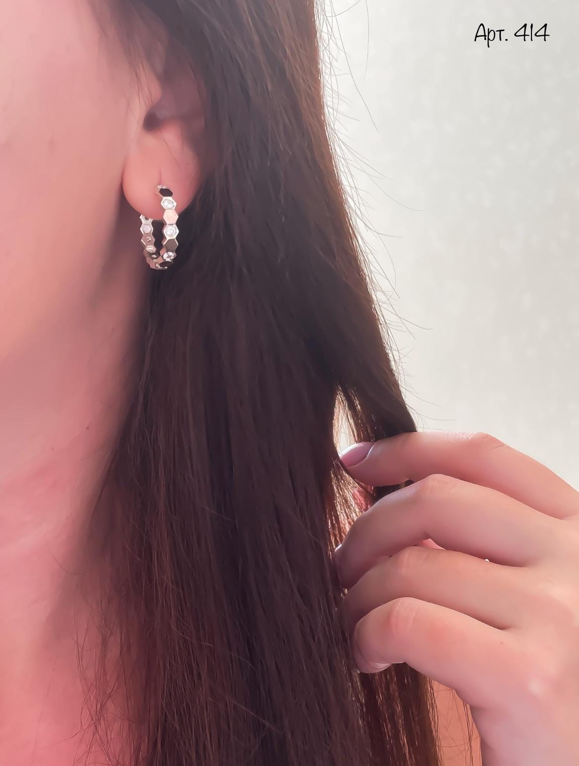 Hexagon Hoop Earrings and Matching Ring Set | Jewelry Gift for Her