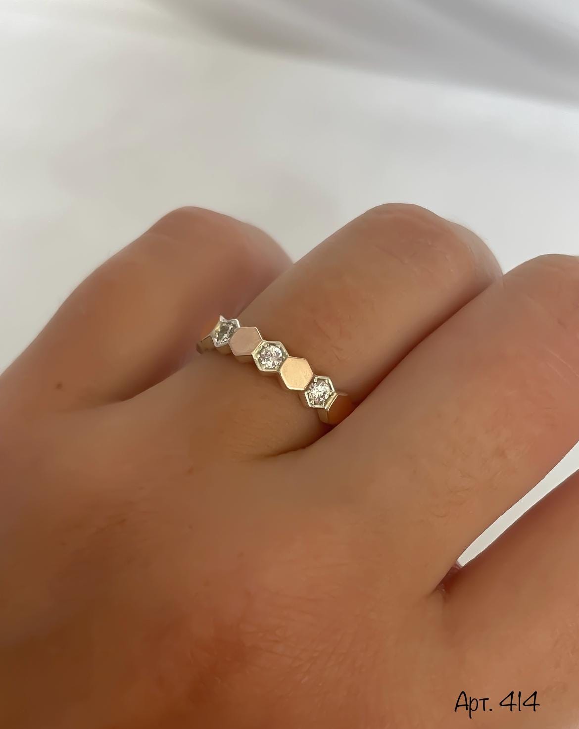 Hexagon Hoop Earrings and Matching Ring Set | Jewelry Gift for Her