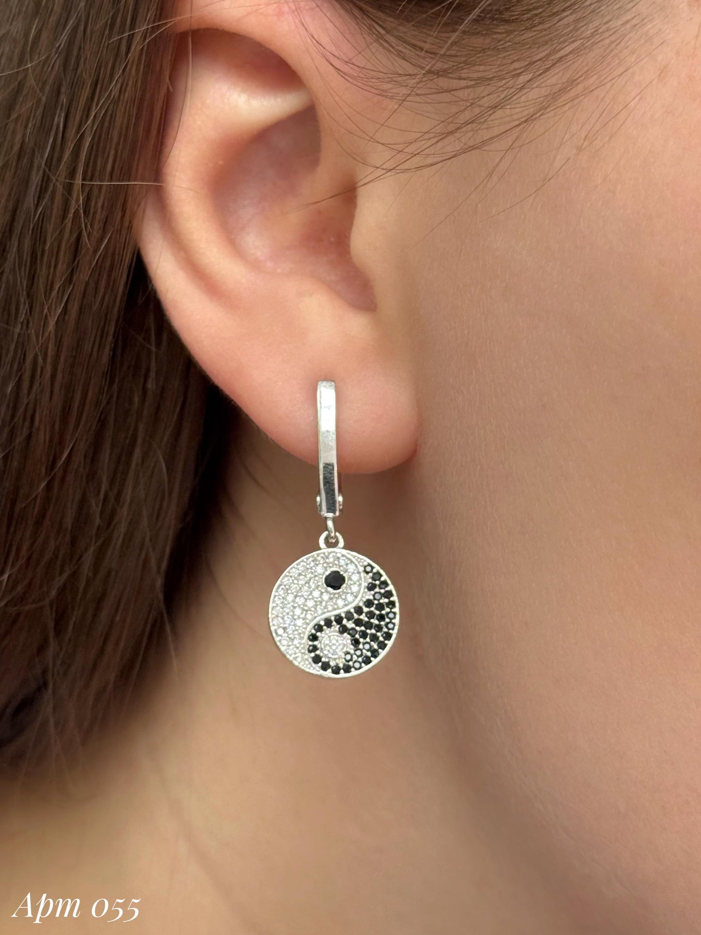 Yin Yang Jewelry Set with Earrings and Ring in Silver Tone| Crystal Black White Balance Symbol| Gift for Women| Zen Boho Jewelry Set