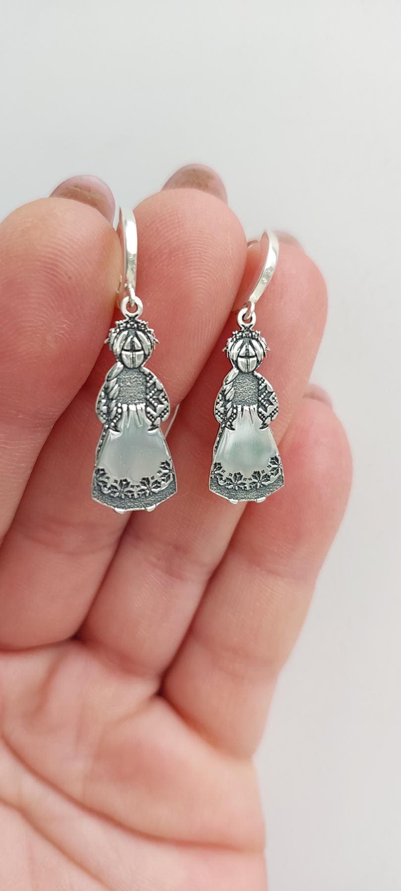 Motanka Earrings | 925 Sterling Silver Ukrainian Doll Jewelry | Protective Slavic Charm | Handmade Ethnic Earrings | Traditional Folk Gift