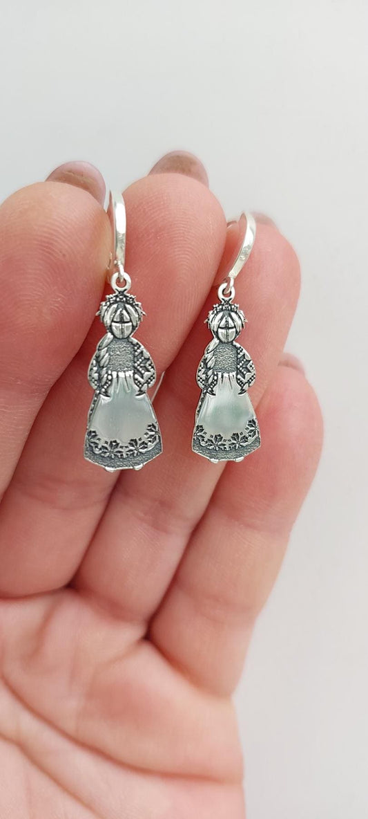 Motanka Earrings | 925 Sterling Silver Ukrainian Doll Jewelry | Protective Slavic Charm | Handmade Ethnic Earrings | Traditional Folk Gift