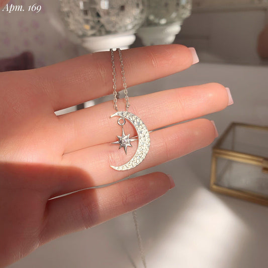 Moon and Star Necklace  – Celestial Jewelry, Crescent Moon Pendant, Gift for Her