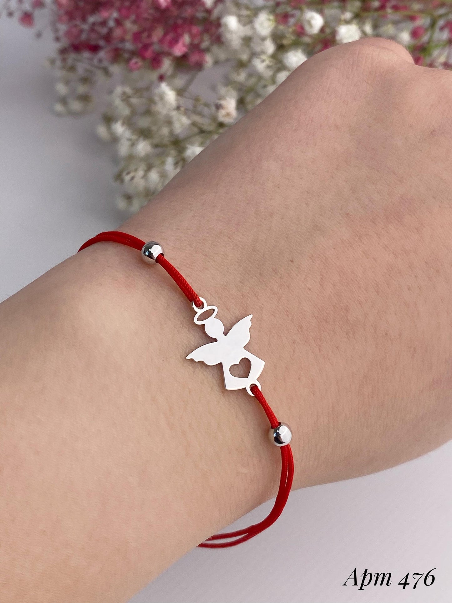 Angel Bracelet with Heart Cutout on Red Cord | Symbolic Gift of Protection Love and Remembrance for Her | Daughter Gift