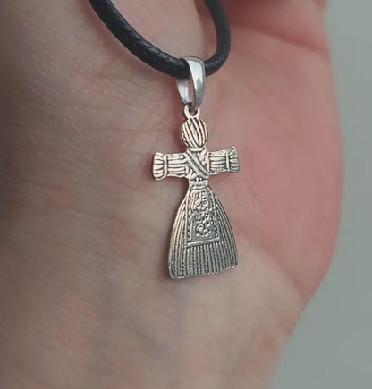 Slavic Goddess Motanka Cross Pendant | Sterling Silver Amulet for Protection & Fertility