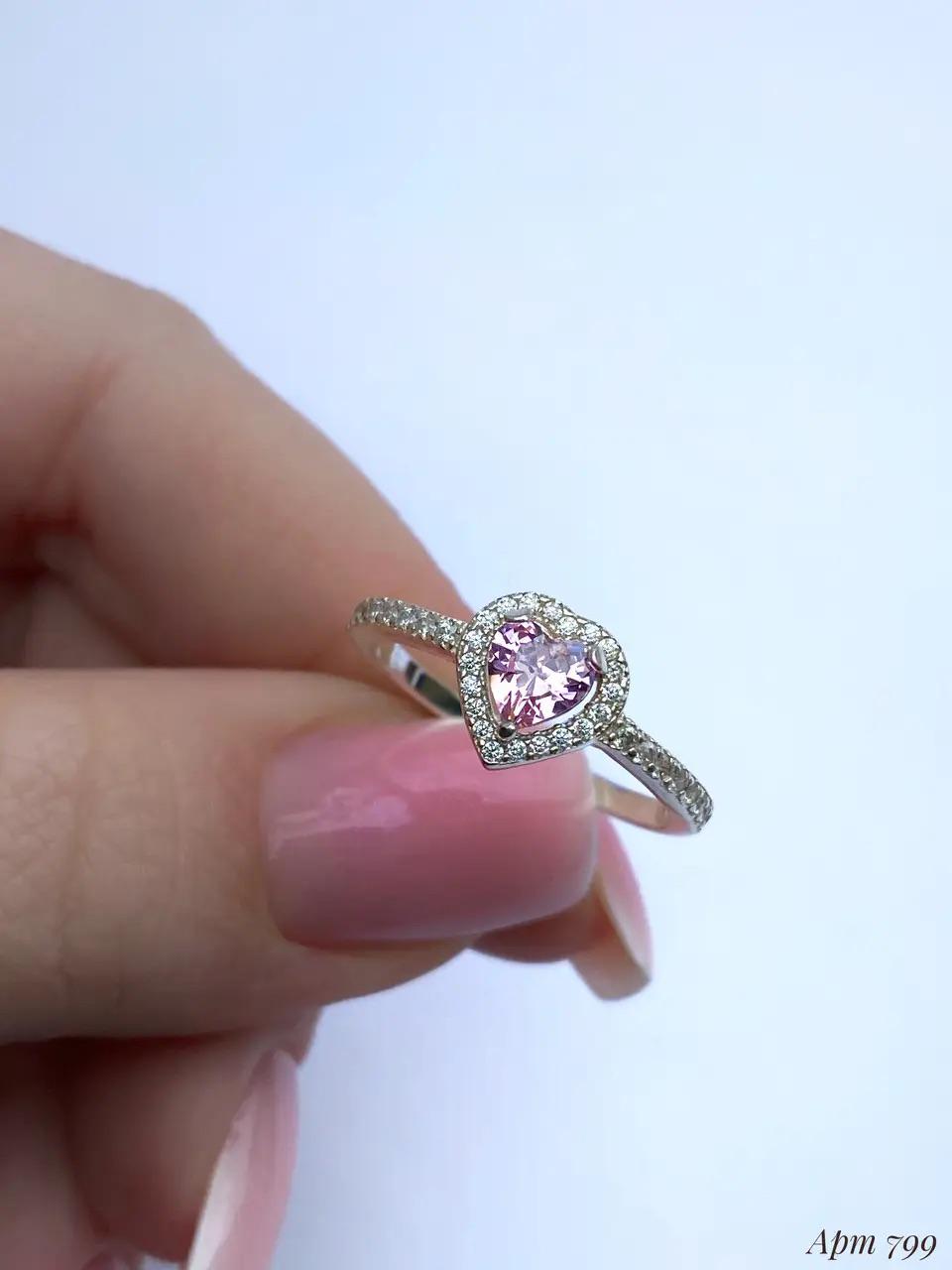 Heart-Shaped Ring | Blue, Pink, and Clear| 925 Sterling Silver Promise Ring | Dainty Engagement Ring | Romantic Gift for Her