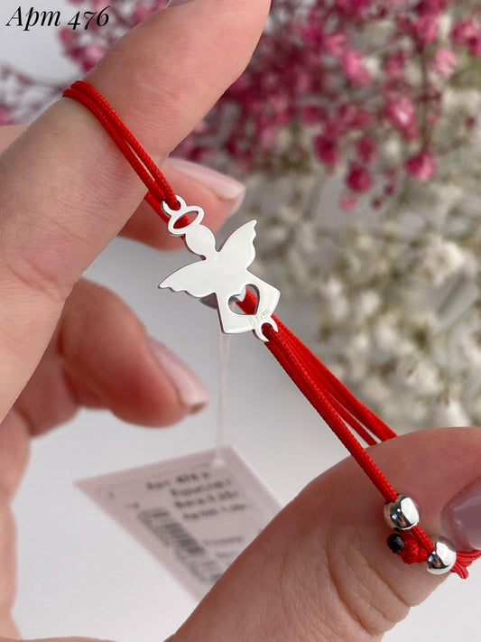 Angel Bracelet with Heart Cutout on Red Cord | Symbolic Gift of Protection Love and Remembrance for Her | Daughter Gift