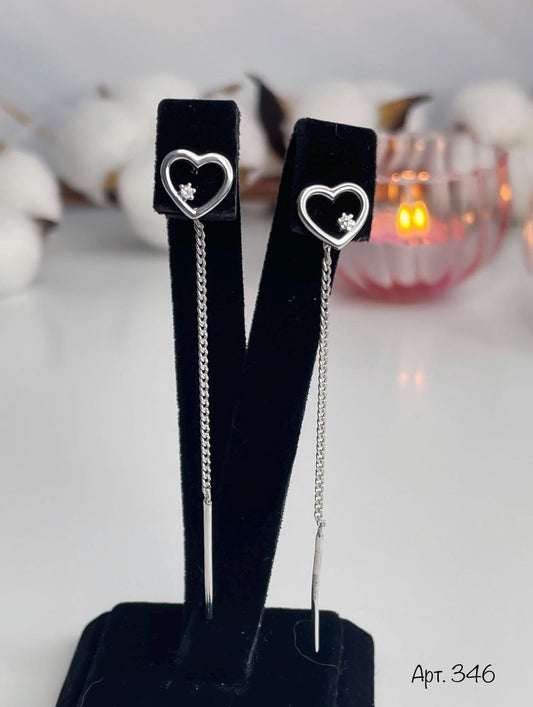 Heart Threader Earrings | Romantic Jewelry | Minimalist Love Earrings