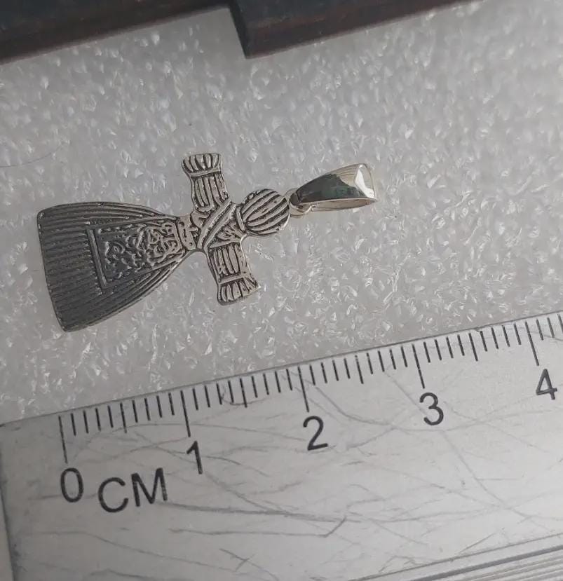 Slavic Goddess Motanka Cross Pendant | Sterling Silver Amulet for Protection & Fertility