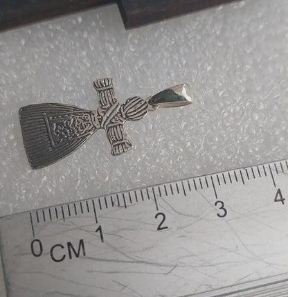 Slavic Goddess Motanka Cross Pendant | Sterling Silver Amulet for Protection & Fertility