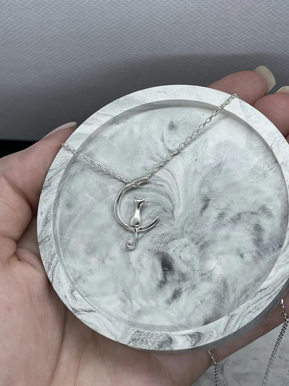 Cat on the Moon Necklace – Gift for Cat Lovers