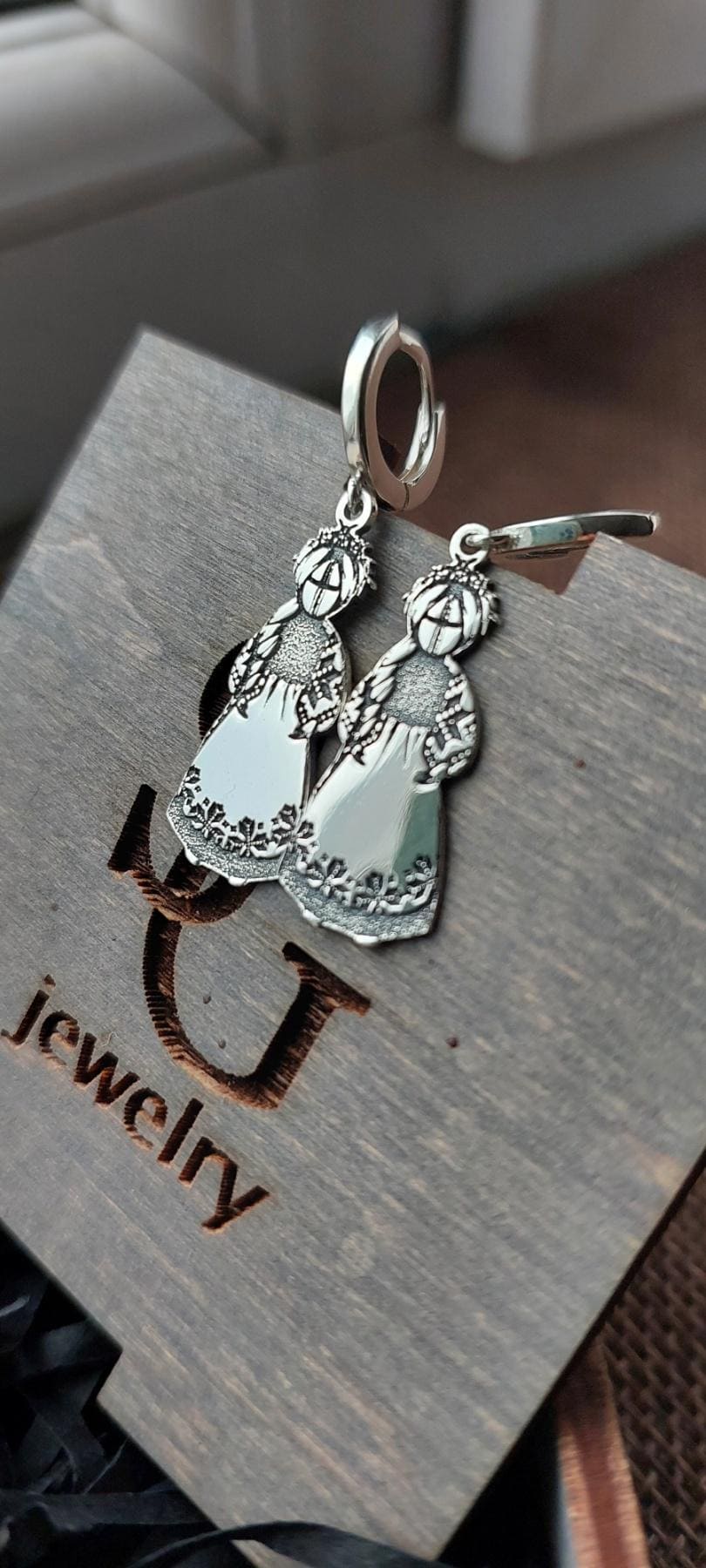Motanka Earrings | 925 Sterling Silver Ukrainian Doll Jewelry | Protective Slavic Charm | Handmade Ethnic Earrings | Traditional Folk Gift