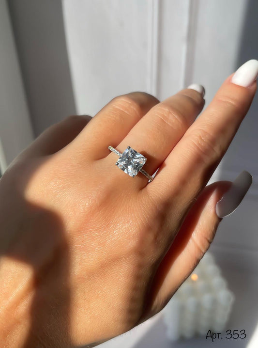 Classic Engagement Ring | Sterling Silver CZ Ring |Sparkling Stone