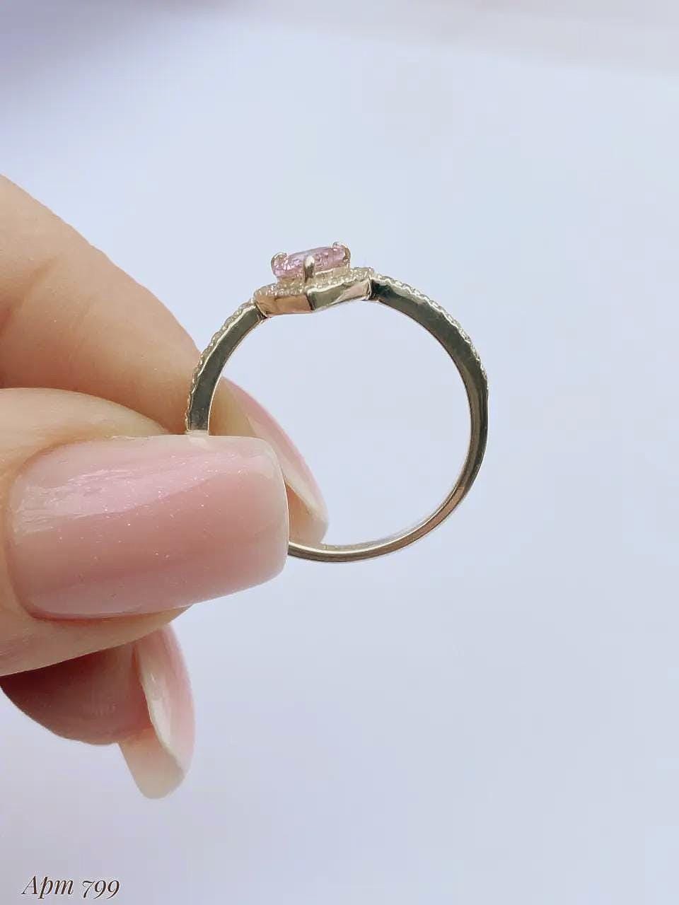 Heart-Shaped Ring | Blue, Pink, and Clear| 925 Sterling Silver Promise Ring | Dainty Engagement Ring | Romantic Gift for Her