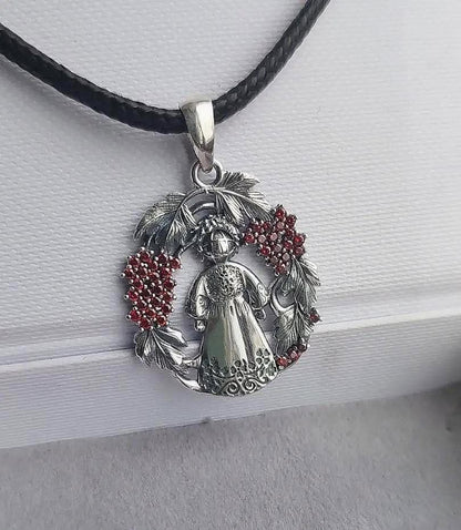 Motanka Doll Pendant | Ukrainian Folk Charm in 925 Sterling Silver | Slavic Amulet Necklace