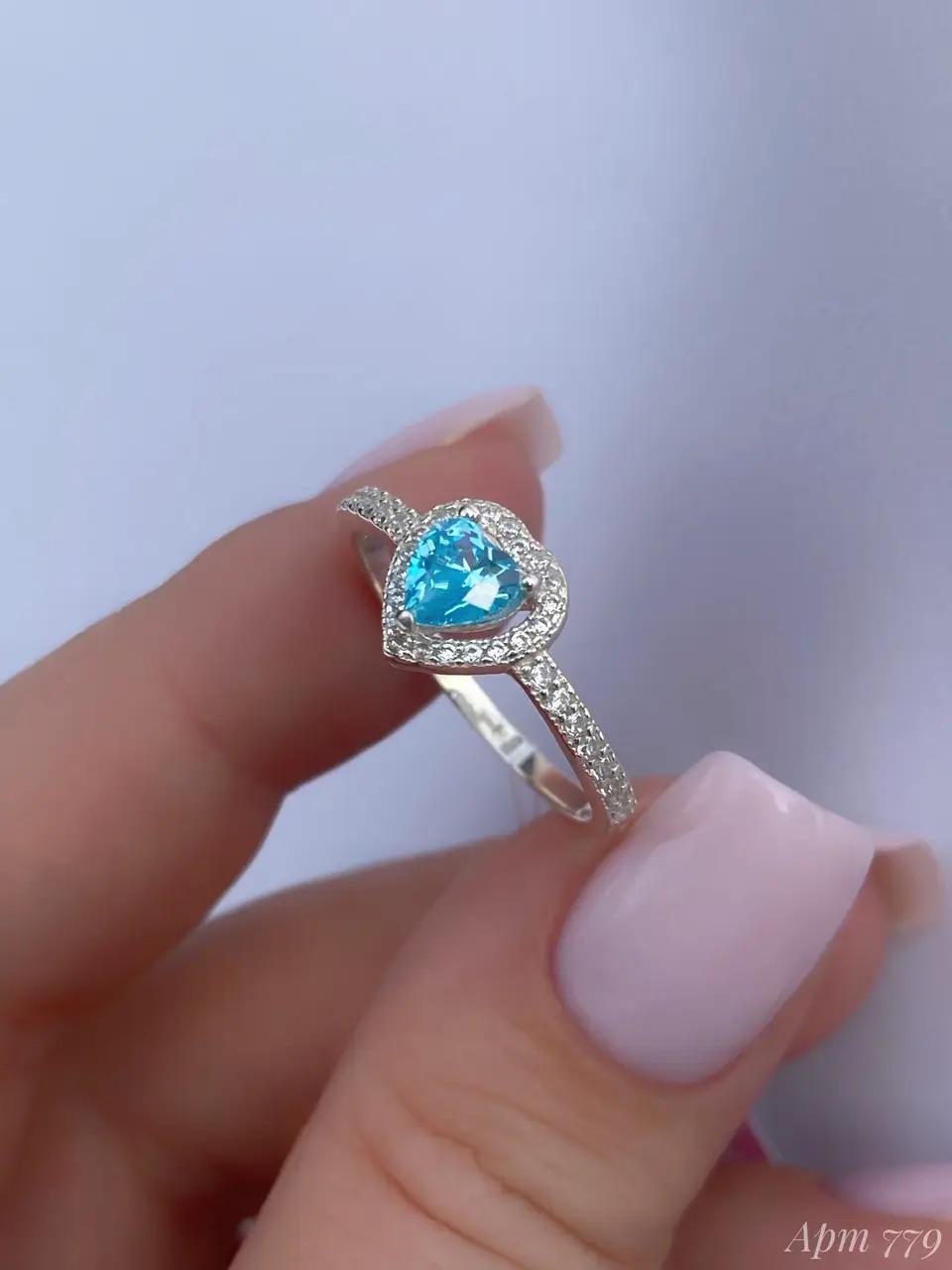 Heart-Shaped Ring | Blue, Pink, and Clear| 925 Sterling Silver Promise Ring | Dainty Engagement Ring | Romantic Gift for Her