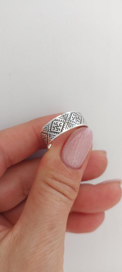 Boho Style Band Ring | Ethnic Pattern Ring | Tribal Engraved Jewelry| Handmade Gift for Her