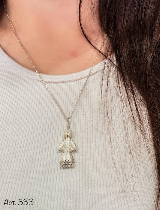 Motanka Necklace – 925 Silver or Rose Gold Finish| Ukrainian Folk Doll Pendant| Protective Amulet Jewelry