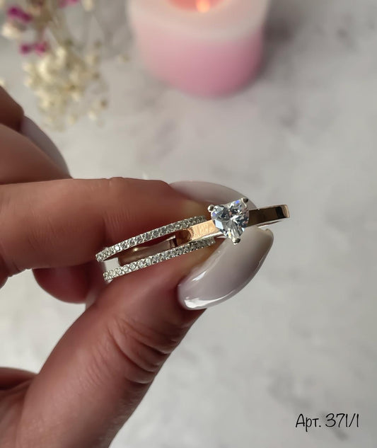 Heart Engagement Ring with Sparkling Crystals Anniversary Gift