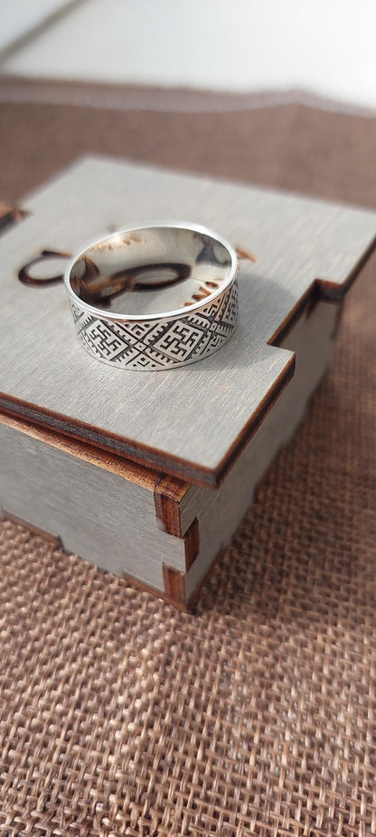 Boho Style Band Ring | Ethnic Pattern Ring | Tribal Engraved Jewelry| Handmade Gift for Her