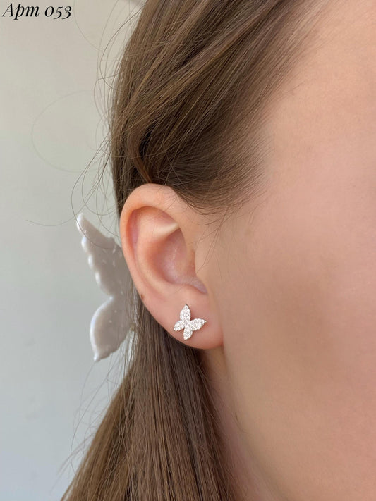Butterfly Stud Earrings - Sparkling Cubic Zirconia Butterfly Jewelry