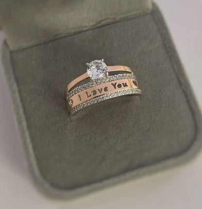 I Love You Ring | Perfect Gift | Engagement Wedding Band for Her| 925 Sterling Silver and 375 Gold