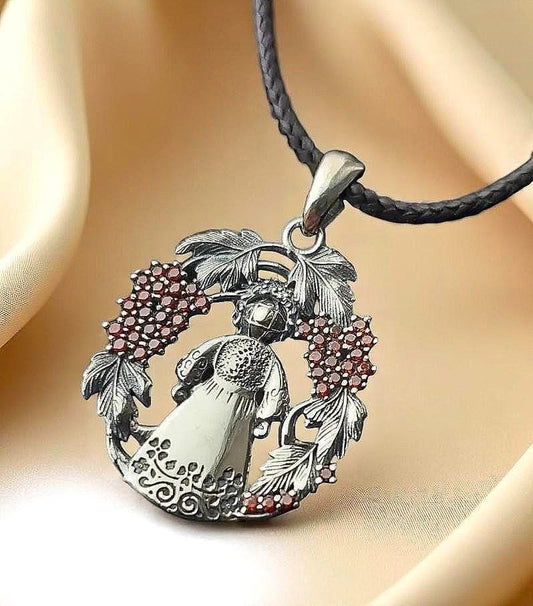 Motanka Doll Pendant | Ukrainian Folk Charm in 925 Sterling Silver | Slavic Amulet Necklace