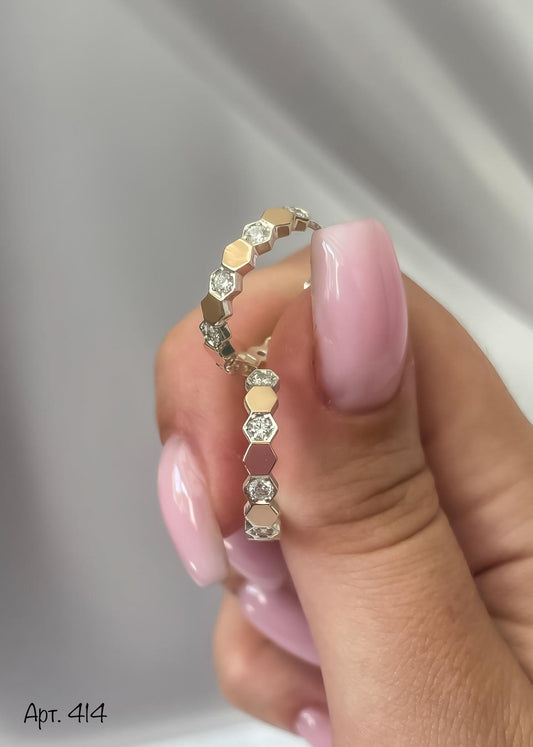 Hexagon Hoop Earrings and Matching Ring Set | Jewelry Gift for Her