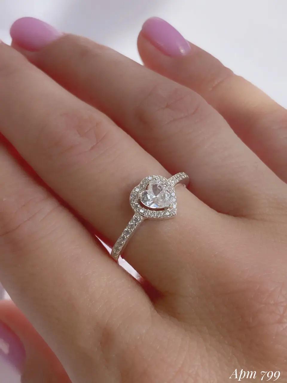 Heart-Shaped Ring | Blue, Pink, and Clear| 925 Sterling Silver Promise Ring | Dainty Engagement Ring | Romantic Gift for Her