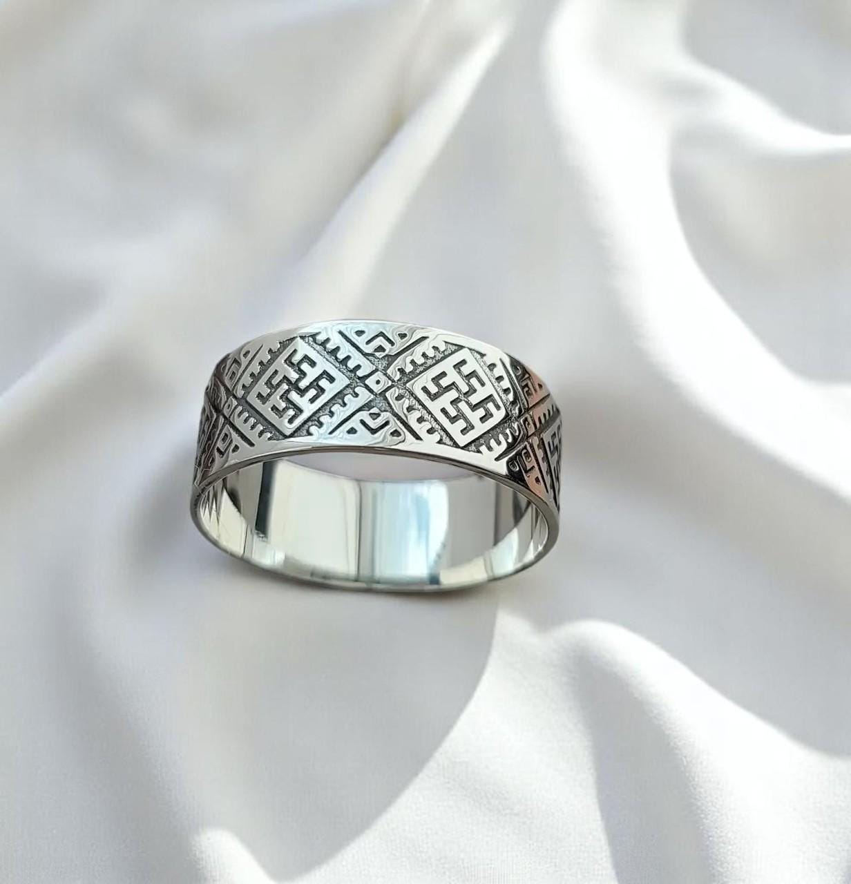 Boho Style Band Ring | Ethnic Pattern Ring | Tribal Engraved Jewelry| Handmade Gift for Her