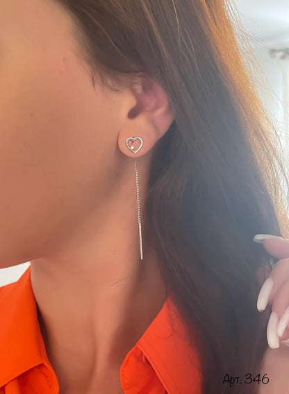 Heart Threader Earrings | Romantic Jewelry | Minimalist Love Earrings