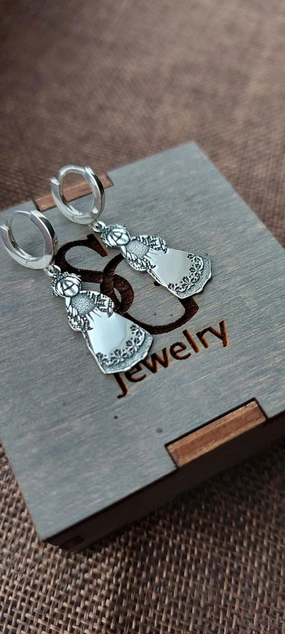 Motanka Earrings | 925 Sterling Silver Ukrainian Doll Jewelry | Protective Slavic Charm | Handmade Ethnic Earrings | Traditional Folk Gift
