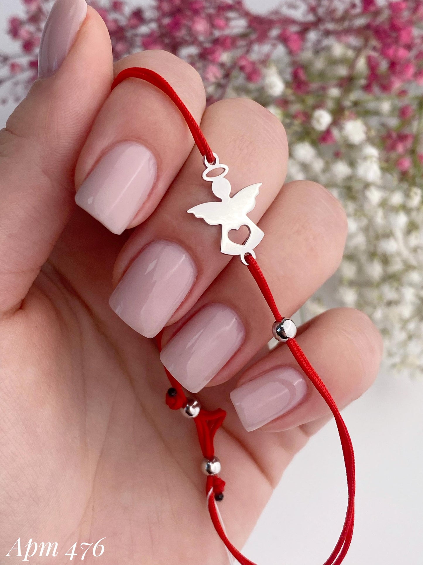Angel Bracelet with Heart Cutout on Red Cord | Symbolic Gift of Protection Love and Remembrance for Her | Daughter Gift